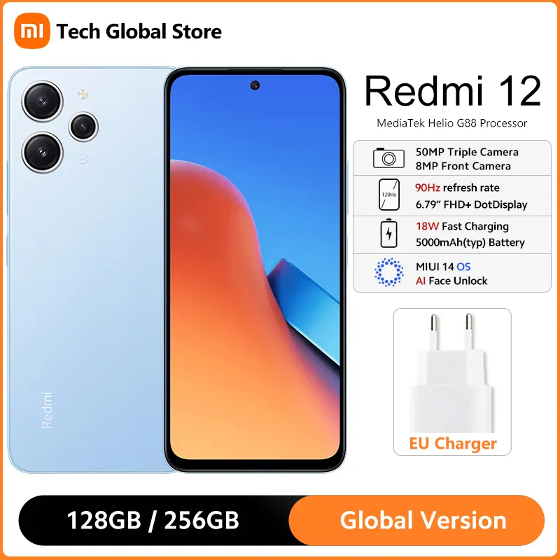 Global Version Xiaomi Redmi 12 MediaTek Helio G88 6.79" 90Hz FHD+ Display 50MP AI Triple Camera IP53 Waterproof 5000mAh Battery - Imagen 1