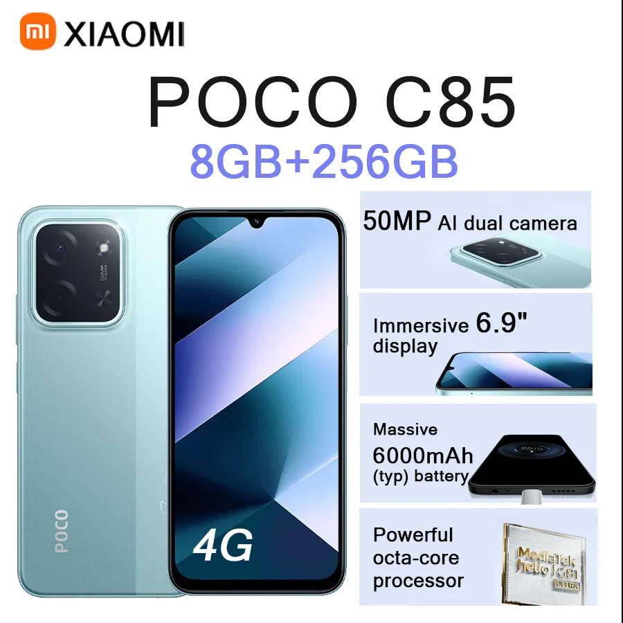 Xiaomi POCO C85 6.9" 120Hz Display 8GB+256GB 50MP Cam 6000mAh Long Lasting Battery 4G [EU/US] Version Dual SIM Smartphone - Imagen 3