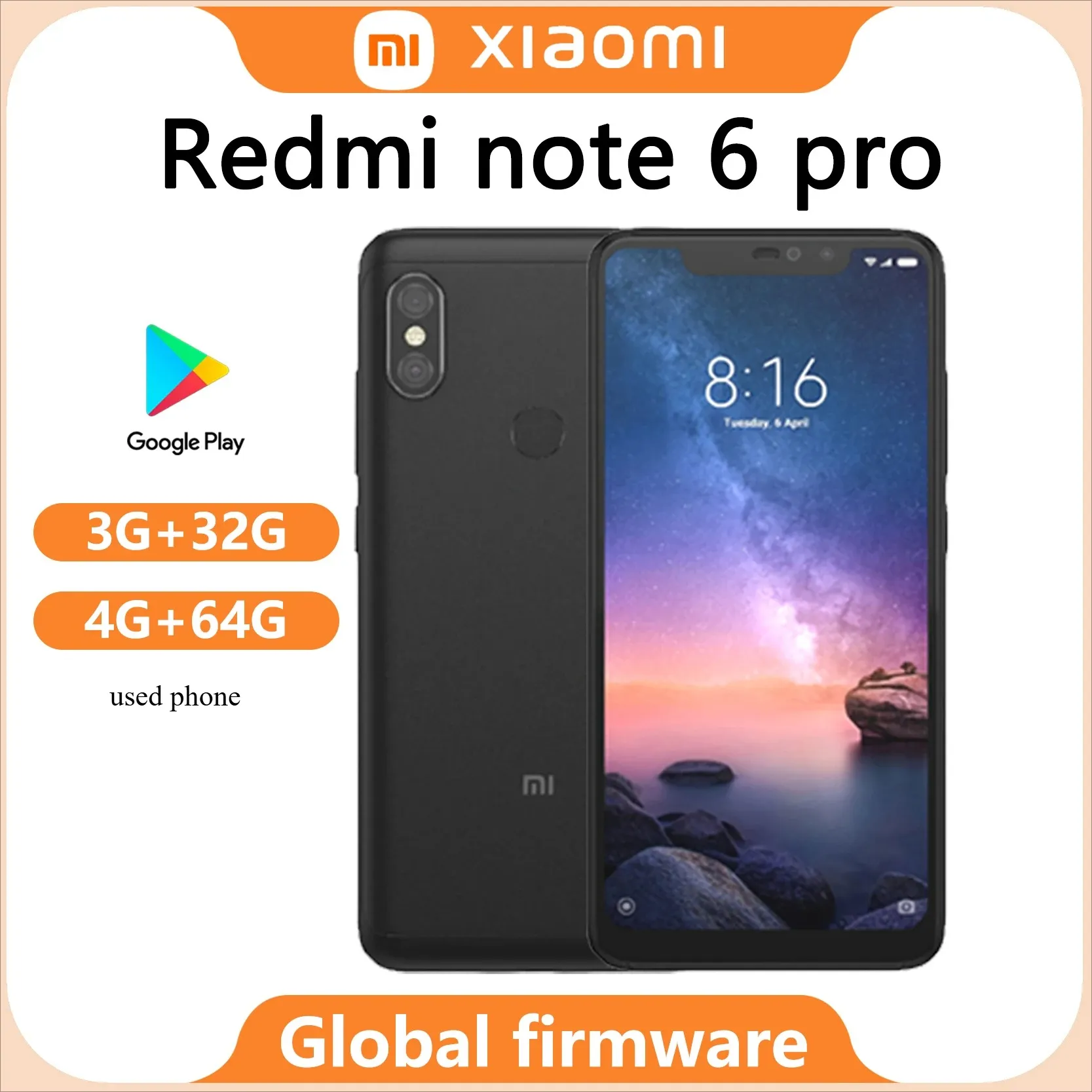 Global Firmware Xiaomi Redmi Note 6 Pro Snapdragon 6366.26 inches 2280x1080 pixels 4000mAh smartphone used phone - Imagen 1