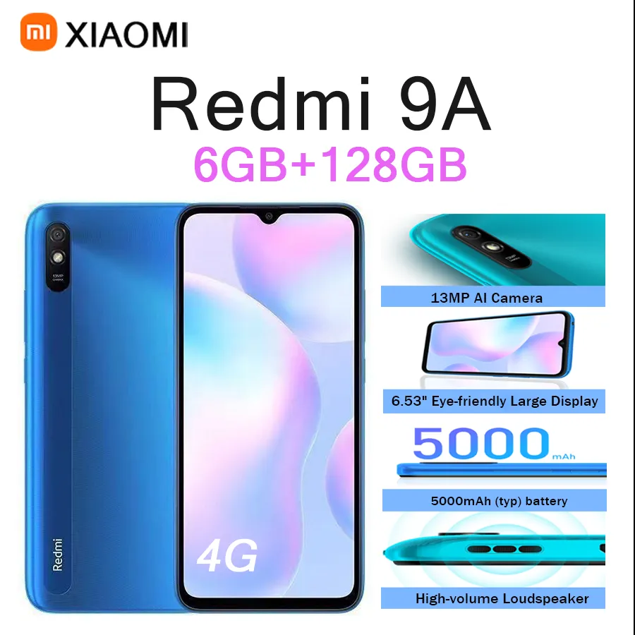 Xiaomi Redmi 9A 6GB RAM 128GB ROM 6.53 Inch HD Screen Unlocked Smartphone Long Lasting Battery Premium Android  Mobile Phone - Imagen 3