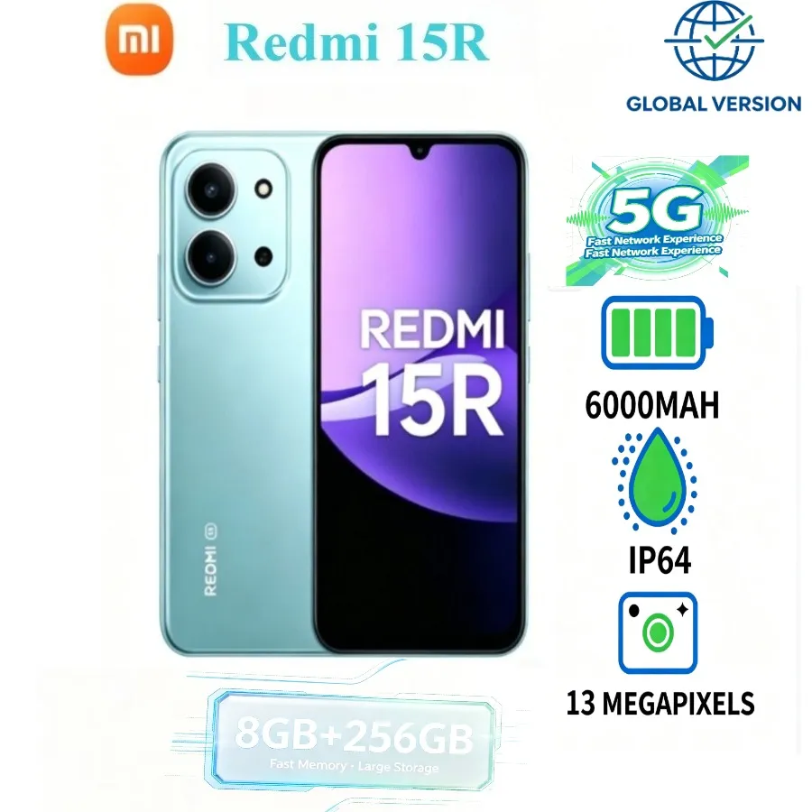 2026 latest global version of Xiaomi Redmi 15r memory 8GB+256GB 6000mah battery 5G smart phone waterproof IP64 - Imagen 3