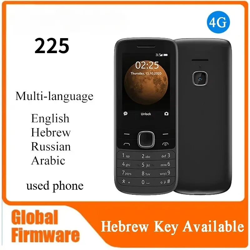 Finland Made Unloced 225 4G Mobile Phone 2.4" Dual SIM  1150mAh 3.5mm Jacks Long Standby Hebrew Key available used phone - Imagen 1