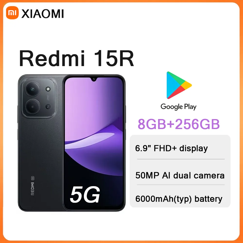 2026 New 5G Dual SIM Unlocked Phone Xiaomi Redmi 15R | 6.9 Inch 120Hz LCD, 6000mAh Big Battery, 33W Fast Charging - Imagen 1