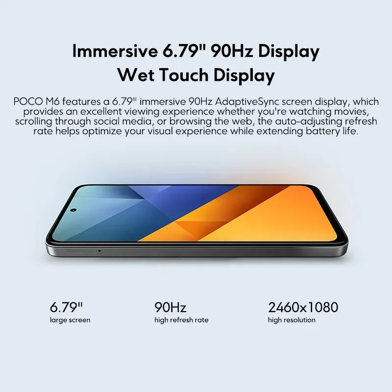 POCO M6 Smartphone Global Version MediaTek Helio G91 Ultra Processor 6.79" 90Hz DotDisplay 108MP Main Camera 33W Fast Charging - Imagen 3