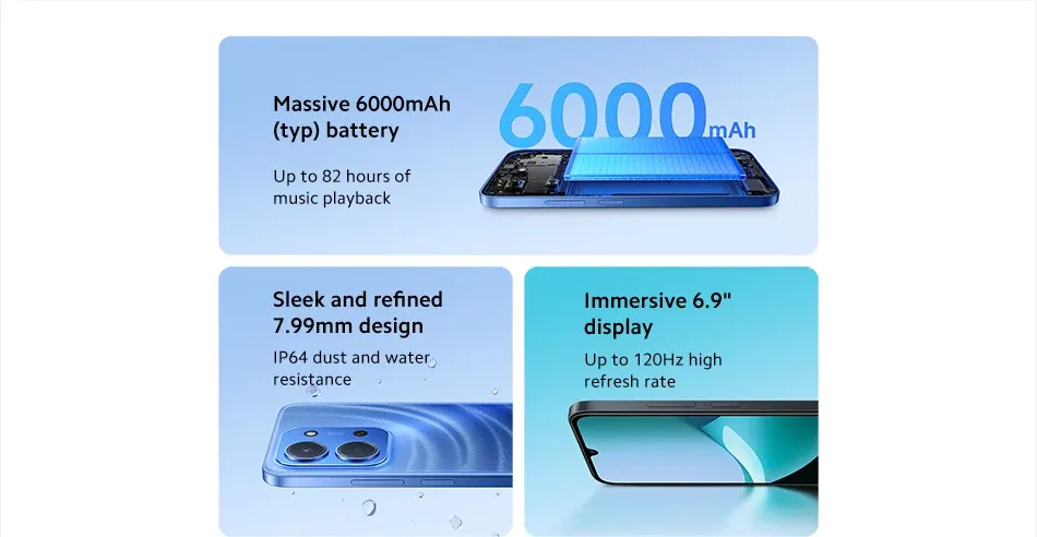 Xiaomi Redmi 15C 8GB+256GB Ultra-slim Android Phone 6000mAh Battery Fingerprint Facial Recognition Smartphone New Arrival - Imagen 3
