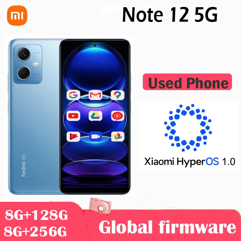 Global Rom Xiaomi Redmi Note 12 5G Smartphone HyperOS 1.0 6.67'' GOLED Display 120Hz Snapdragon 4 Gen1 48MP  33W used phone - Imagen 1