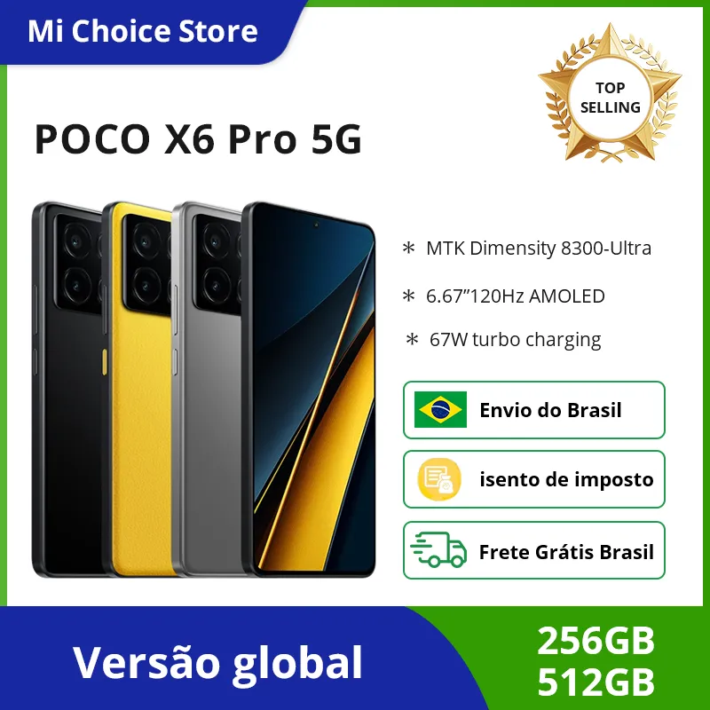 Global Version POCO X6 Pro 5G 12GB RAM 512GB ROM MTK Dimensity 8300-Ultra 6.67" 1.5K Flow AMOLED 67W turbo charging 64MP NFC - Imagen 1