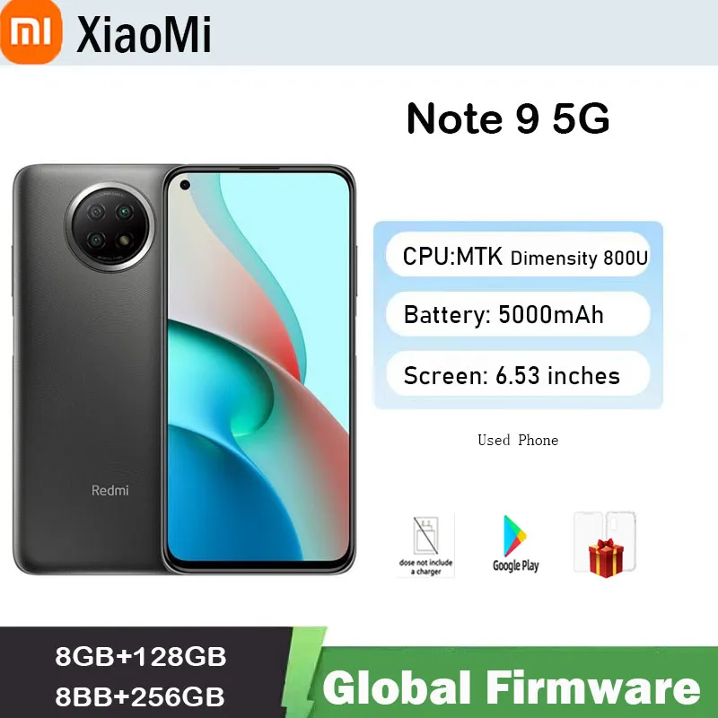 Global firmware Xiaomi Redmi Note 9 5G martphone  2340x1080 Wired Charging  Dual SIM used phone - Imagen 1