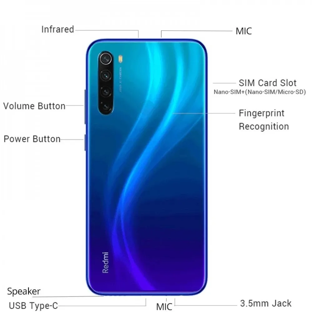 Original Xiaomi Redmi Note 8 Global ROM with Phone Case Original Android Phone 4000mAh Baterry Quad Cmaera 4G Smartphone - Imagen 6