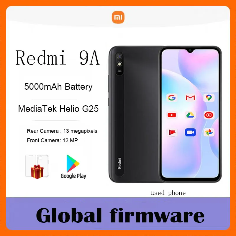Google store android Xiaomi Redmi 9A 4G smartphone 4GB 64GB 5000mAh 13MP MTK Helio G25 used phone - Imagen 1