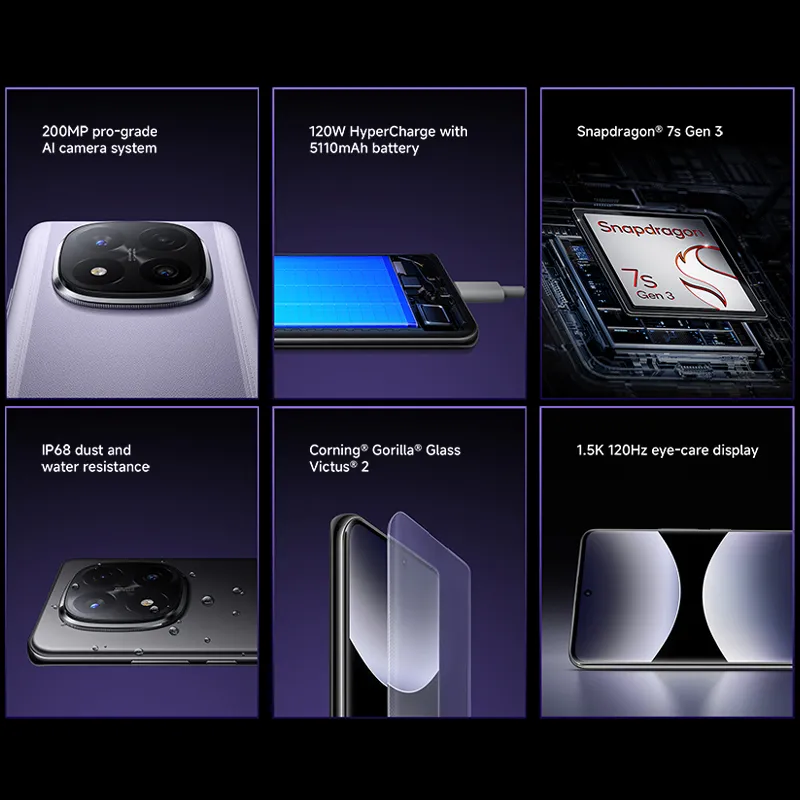 Global version Xiaomi Redmi Note 14 Pro+ 5G Smartphone Snapdragon® 7s Gen 3 120W HyperCharge 6.67 AMOLED display 200MP AI camera - Imagen 2