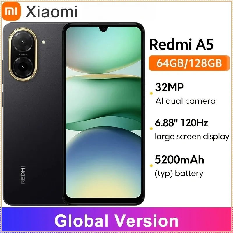 Xiaomi Redmi A5 4G Smartphone 6.88" 120Hz Screen 5200mAh Battery 32MP Dual Camera Side Fingerprint HyperOS Mobile Phone - Imagen 1