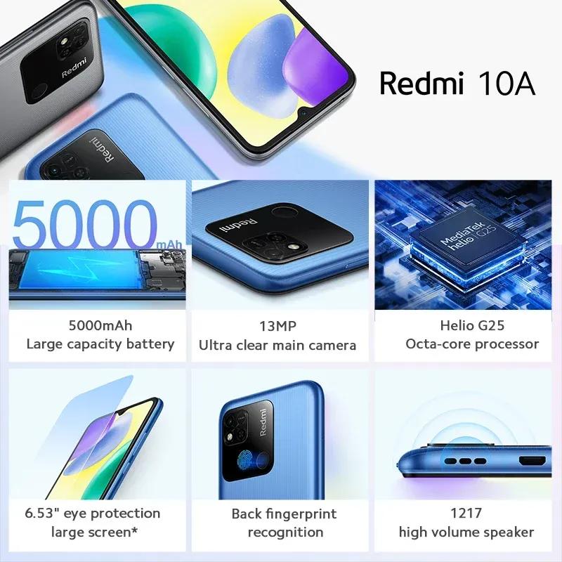 Xiaomi Redmi 10A Smartphone 6.53' HD Display Helio G25 Octa Core 13MP Fingerprint 5000mAh Global Firm Used phone - Imagen 6