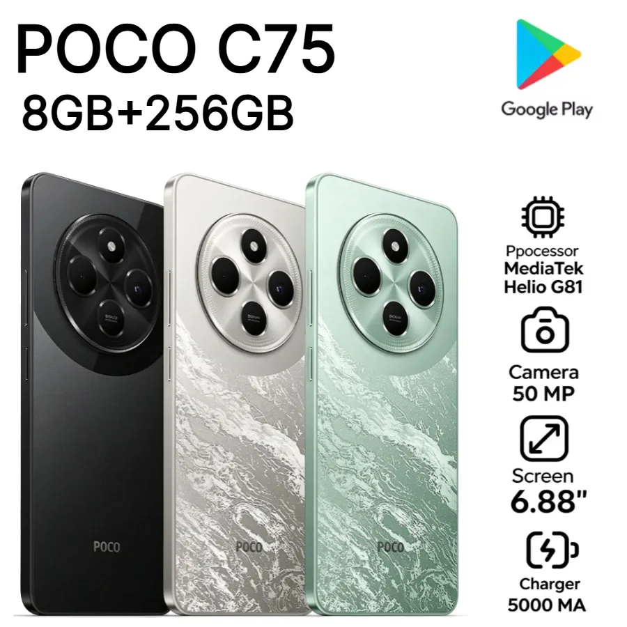 2026 NEW POCO C75 Factory Unlocked Smartphone Global Version 8GB RAM 256GB ROM 6.88 Inch 120Hz High Refresh Rate HD Display - Imagen 1
