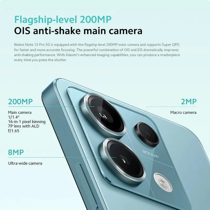 Global firmware Xiaomi Redmi Note 13 Pro 5G Smartphone 200MP OIS Camera Snapdragon 7s Gen 2 6.67" AMOLED used phone - Imagen 4
