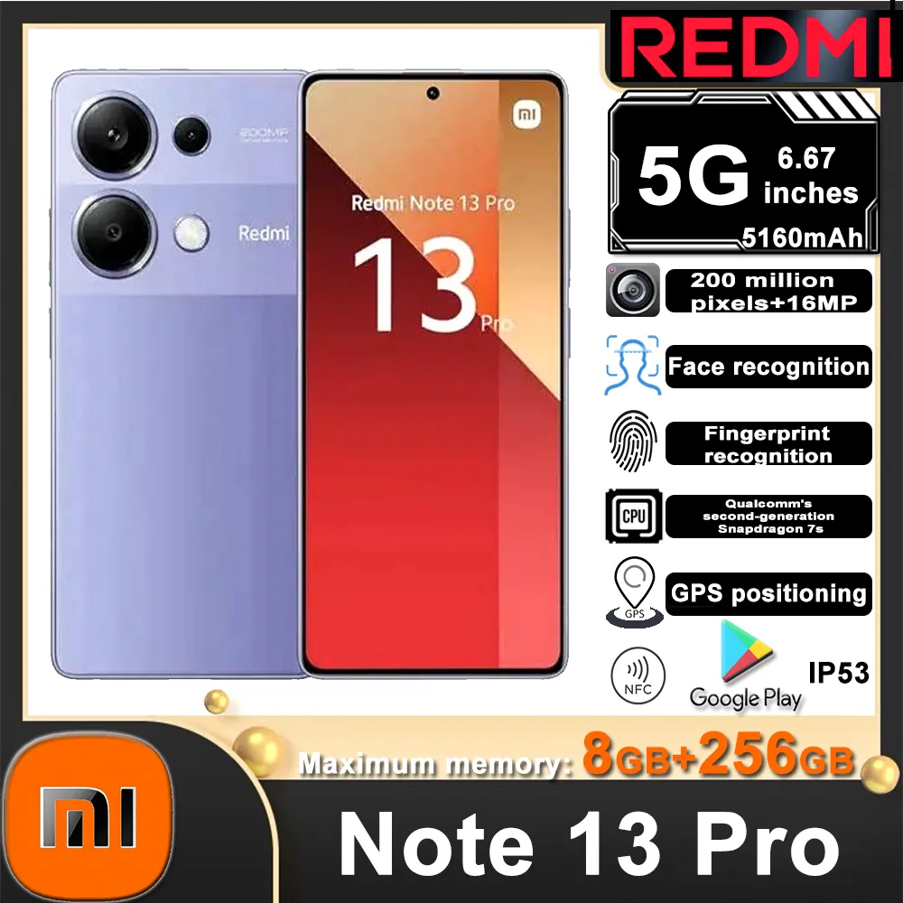 Original XIAOMI Redmi Note 13 pro 5G 6.67-inch 120Hz 2712×1220 resolution 200 million pixels 8GB+256GB with NFC function - Imagen 1