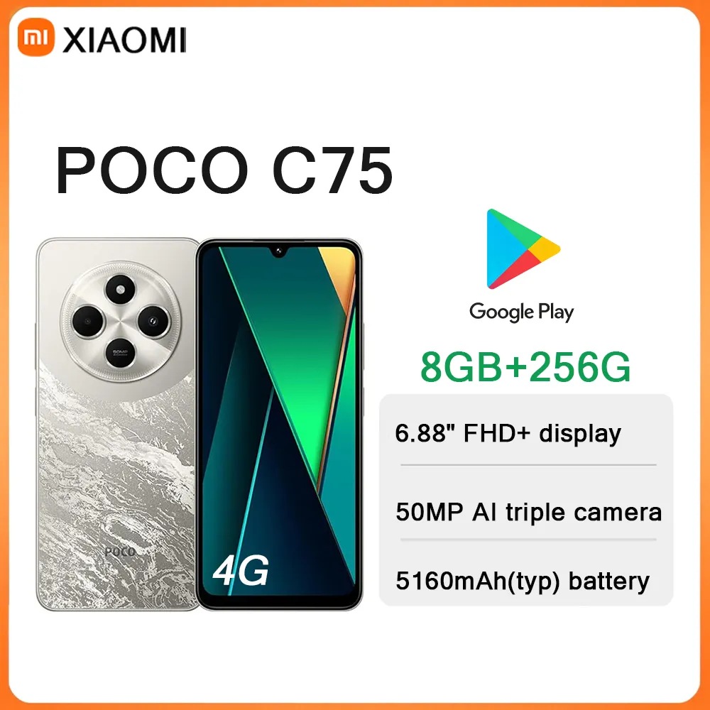 Xiaomi POCO C75 6.88" 120Hz Screen 4G Android Smartphone 8GB+256GB 50MP/5160mAh/Dual SIM 2026 New Arrival Mobile Phone - Imagen 1