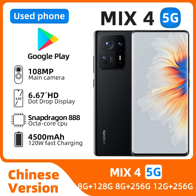 Xiaomi MIX 4 5g SmartPhone Snapdragon 888 plus 6.67" OLED 120hz Screen 108MP Camera 4500mAh 120W Charge Original Used Phone - Imagen 1