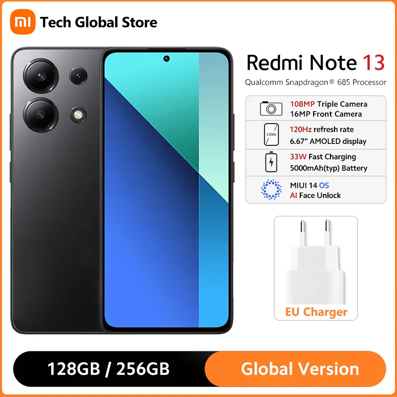 Global Version Xiaomi Redmi Note 13 8GB 256GB Smartphone Snapdragon 685 6.67" 120Hz AMOLED Display 108MP Triple Camera 5000mAh - Imagen 1