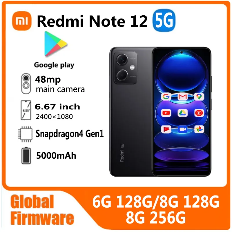 Global firmware Xiaomi Redmi note 12 5G Smartphone 48MP 5000mAh 6.67" Qualcomm Snapdragon4 Ge1 used phone - Imagen 1