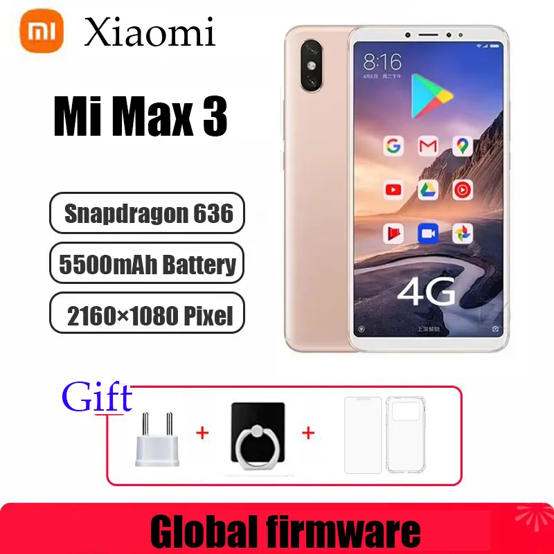 Global Firmware Xiaomi  Mi Max 3 Smartphone Facial Recognition 4G Snapdragon 636  Posterior Fingerprint Used Phone - Imagen 1