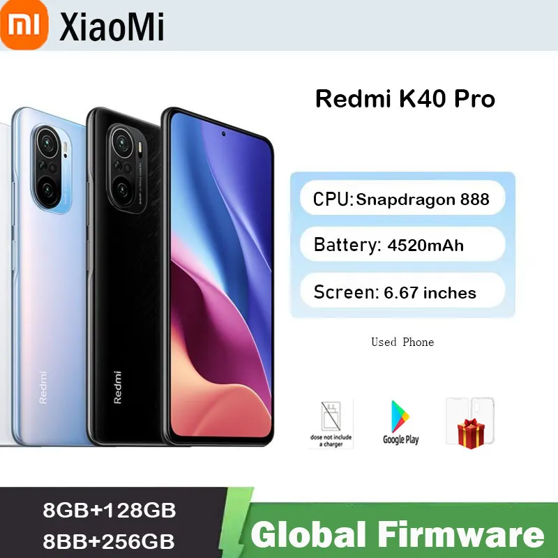 Global firmware Xiaomi Redmi K40 Pro Smartphone  cecular Snapdragon 888 6.67inch  Display 64MP used phone - Imagen 1