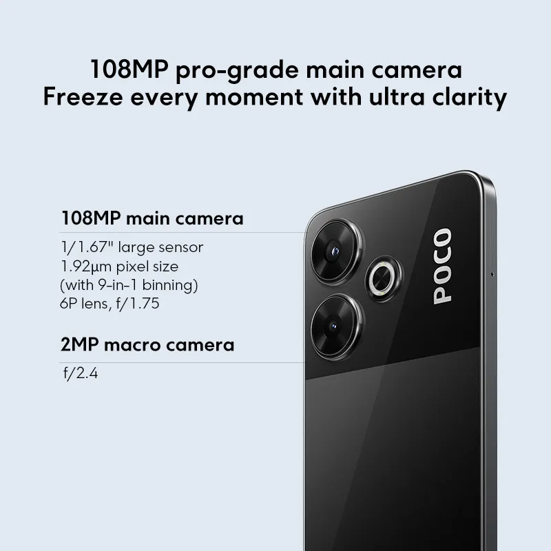 Global Version POCO M6 4G Smartphone  MTK Helio G91 Ultra 108MP camera 33W fast charging 5030mAh battery 6.79" 90Hz display - Imagen 6