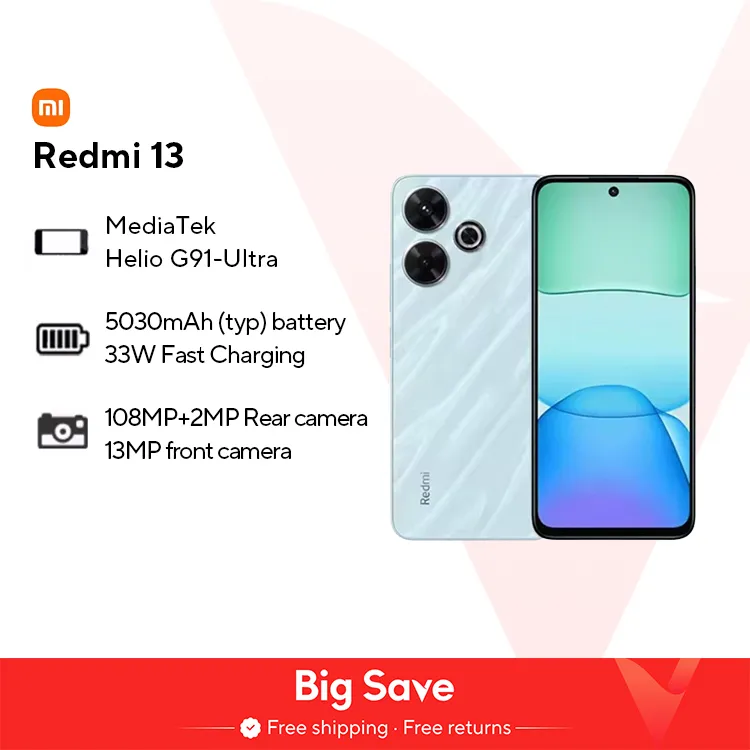 Xiaomi Redmi 13 smart phones MediaTek Helio G91-Ultra 108MP 5030mAh camera 33W fast charging 90Hz screen Global version - Imagen 1