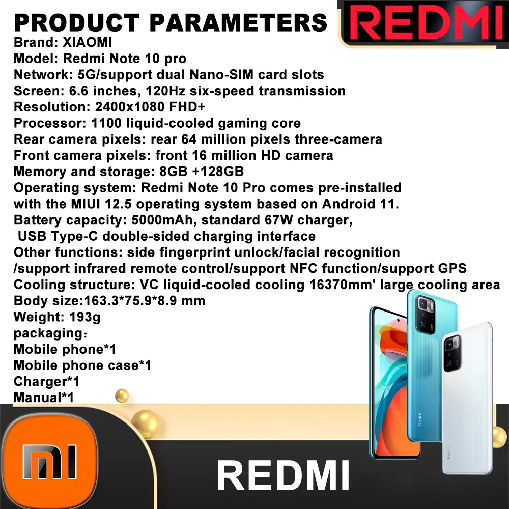 Xiaomi Redmi Note 10 Pro Original smart phone that supports NFC/GPS function 2400x1080FHD+ rear 64 million camera phone 8+128GB - Imagen 6