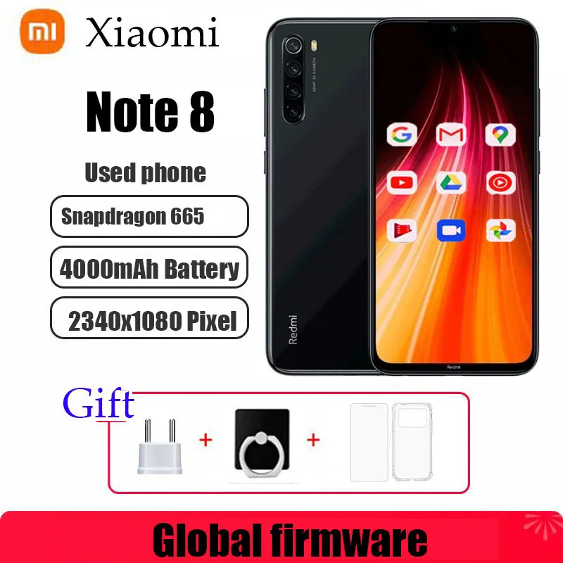 Xiaomi Redmi Note 8 Global Firmware Smartphone with Phone Case Original Android Phone 4000mAh Battery Quad Cmaera Used phone - Imagen 1