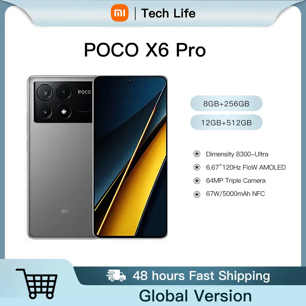 2024 POCO X6 Pro 5G Global Version Smartphone 6.67" CrystalRes 1.5K AMOLED DotDisplay MTK 8300-Ultra Mali-G615 5000mAh Original - Imagen 1