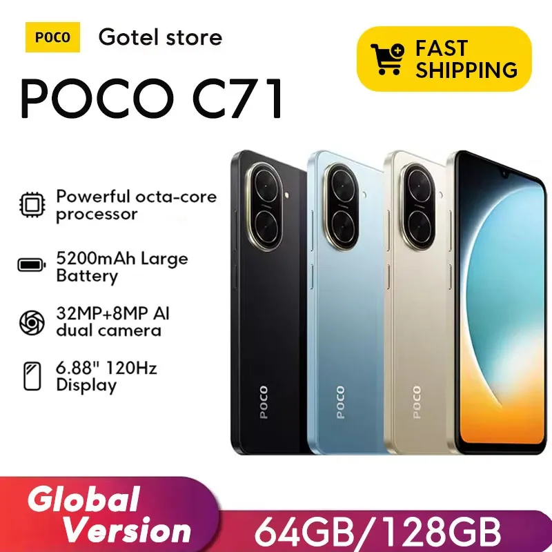 【Brand+】Xiaomi POCO C71 15W 32MP 5200 mAh Battery Global version 15W Smartphone - Imagen 1