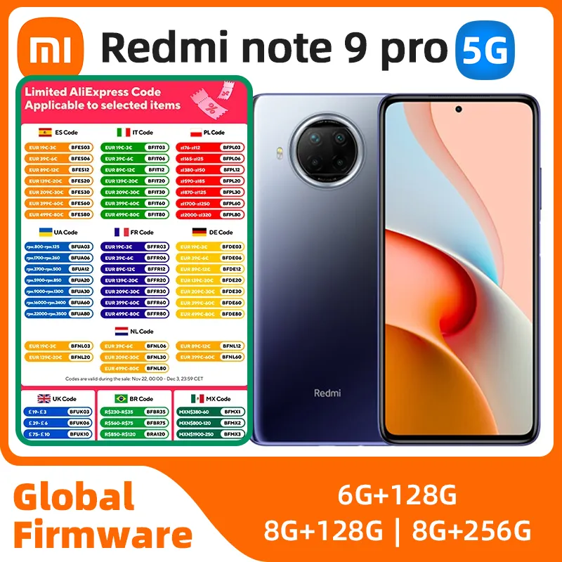 xiaomi redmi note9 pro Android 5G Unlocked 6.67 inch 8GB RAM 256GB ROM All Colours in Good Condition Original used phone - Imagen 1