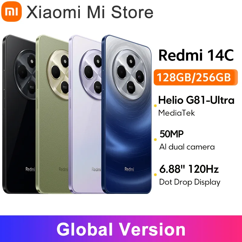 Global Version Xiaomi Redmi 14C Smartphone MediaTek Helio G81-Ultra 50MP AI Dual camera 5160mAh 6.88" 120Hz Display HyperOS - Imagen 1