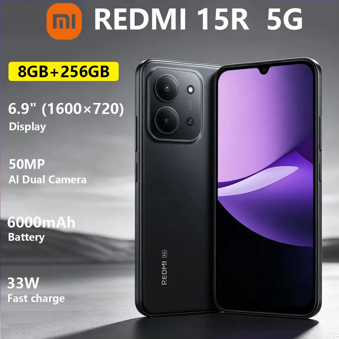 New Xiaomi Redmi 15R 5G Global Version Smartphone 6.9-inch Display 6000mAh‌ Large Battery 33W Fast Charge Dual-SIM Mobile Phone - Imagen 1