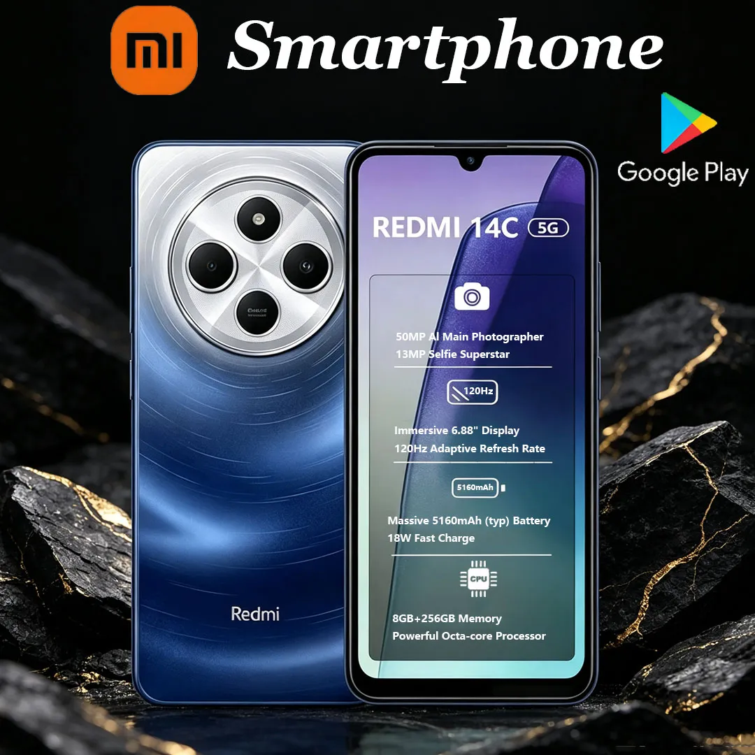 Xiaomi Redmi 14C 5G Dual-SIM New Mobile Phone Octa-core Processor 6.88" 120Hz Display 5160mAh Battery Gaming Smartphone 8+256GB - Imagen 1