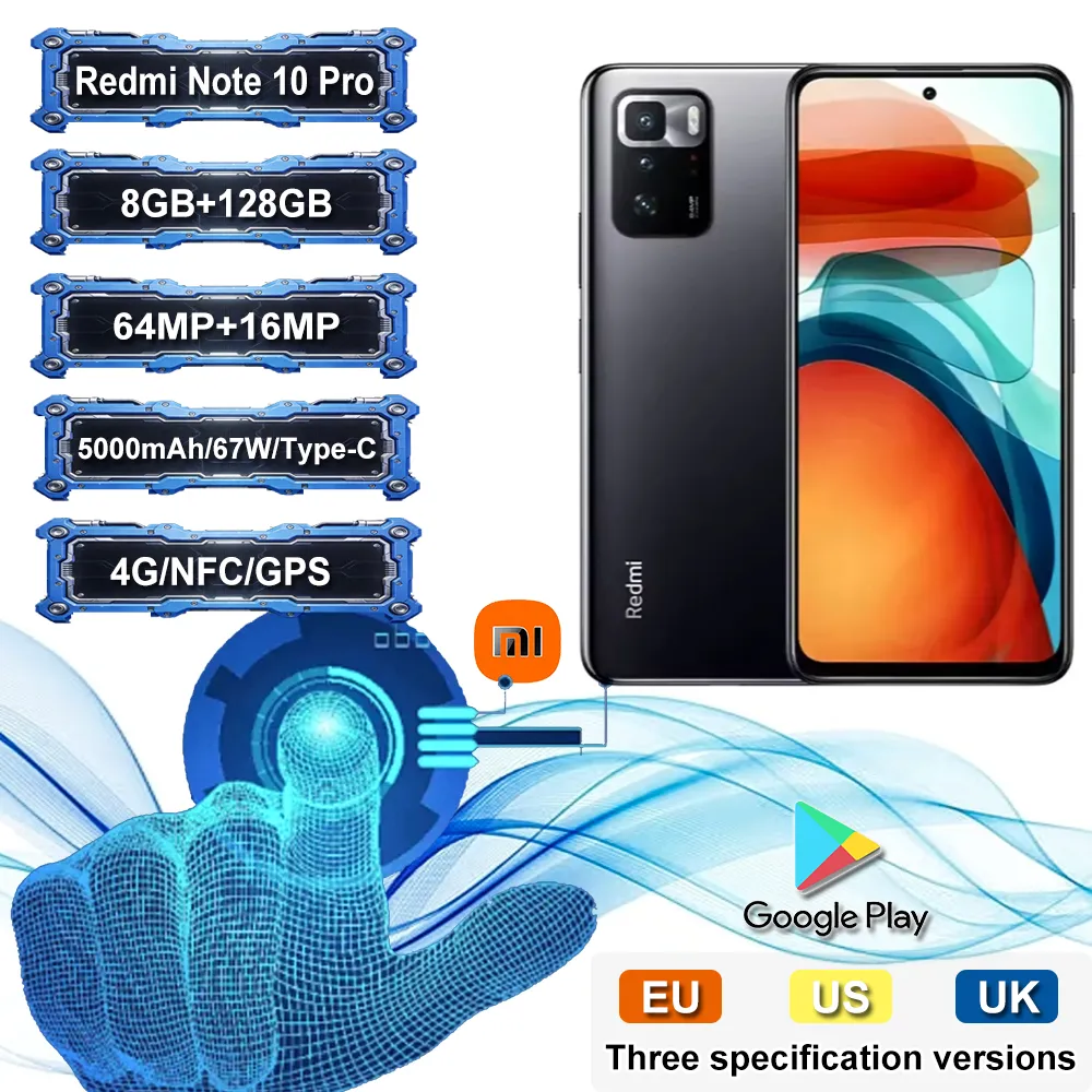 [EU/US/UK specifications] Redmi Note 10 Pro 8GB+128GB 5000mAh 67W/NFC/GPSOriginal 4G Smartphone Xiaomi - Imagen 1