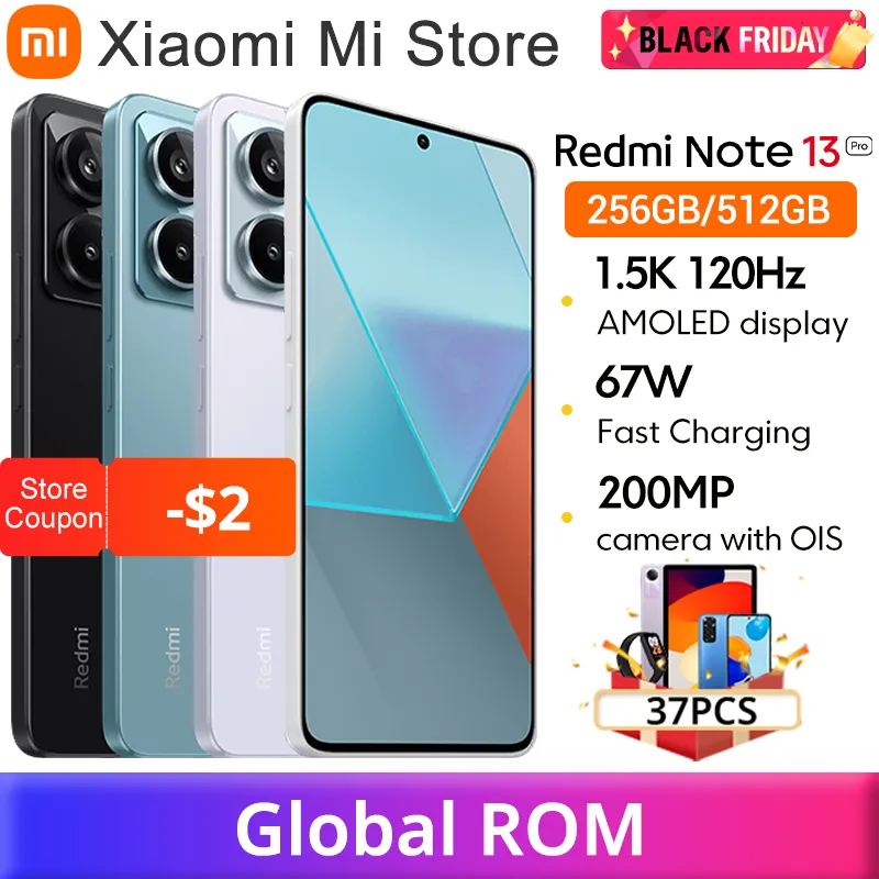 Global ROM Xiaomi Redmi Note 13 Pro 5G Smartphone 8GB 256GB Snapdragon 7s Gen 2 120Hz Screen 5100mAh 67W Fast Charging Cellphone - Imagen 1