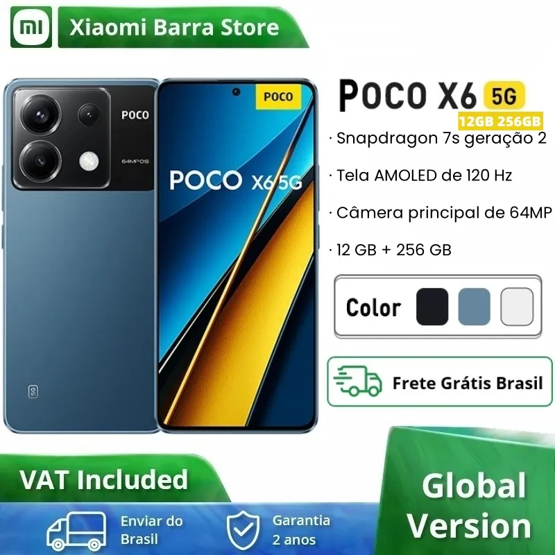 Global Version POCO X6 5G 256GB/512GB Snapdragon 7s Gen 2 Smartphone 120Hz Flow AMOLED Display 64MP Camera with OIS 67W Charging - Imagen 1