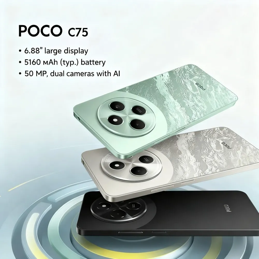 POCO C75 Smartphone 6.88 120Hz Display 50MP AI Camera 5160mAh Battery MediaTek Helio G81 Ultra Mobile Phones Smartphone - Imagen 2