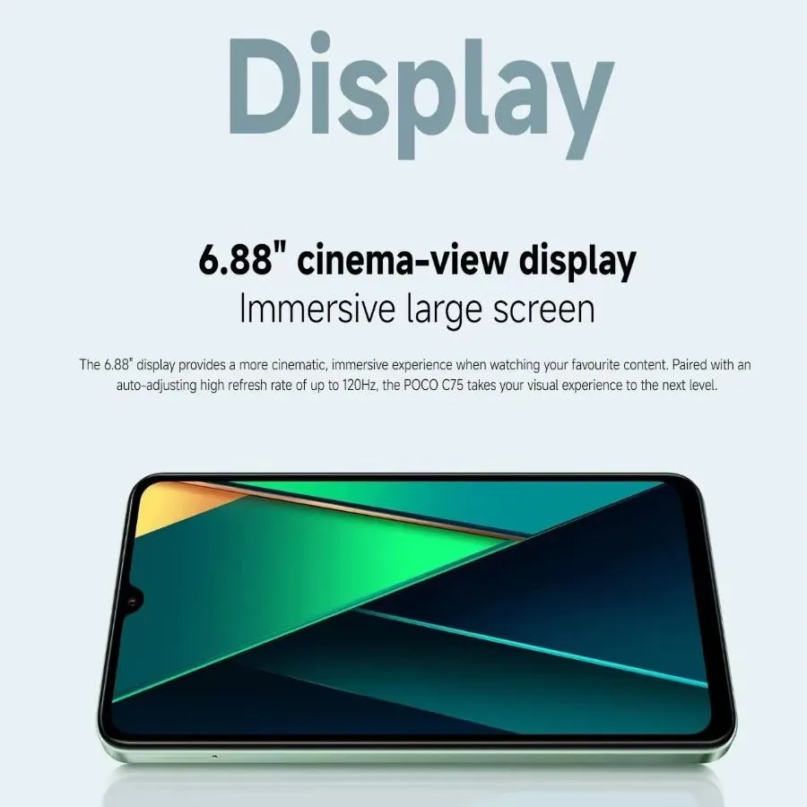 POCO C75 Global Unlocked 6.88' 120Hz Display 5160mAh Battery 50MP AI Camera 8GB+256GB Dual SIM Android 2026 latest model - Imagen 6