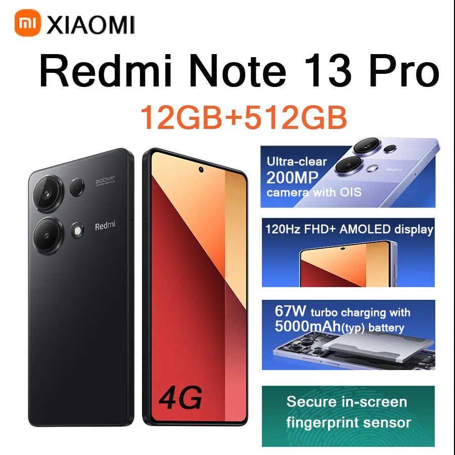 Xiaomi Redmi Note 13 Pro 5G Global ROM Smartphone 6.67" 120Hz AMOLED 200MP OIS Camera 67W Fast Charge 5000mAh NFC Smartphone - Imagen 3