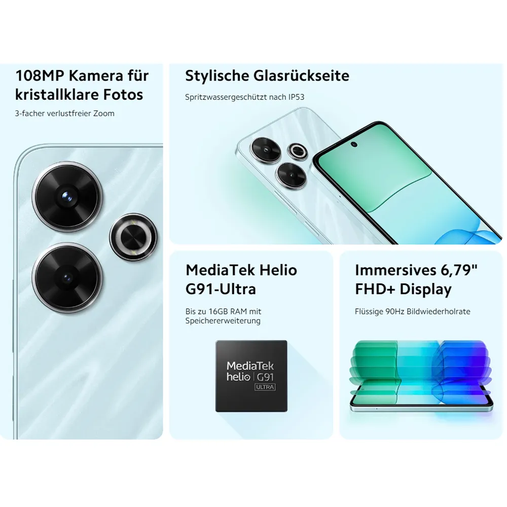 XIAOMI Redmi 13 NFC 2460 x 1080 high resolution 5030mAh long standby 8GB +256GB memory 108MP/13MP Selfie EU/US/UK specifications - Imagen 4