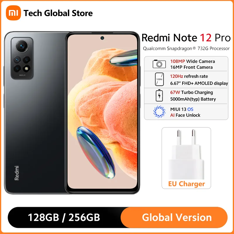 Xiaomi Redmi Note 12 Pro 4G Smartphone Global Version 8GB 256GB 6.67" 120Hz AMOLED Display 108MP Camera 67W Turbo Charging - Imagen 1