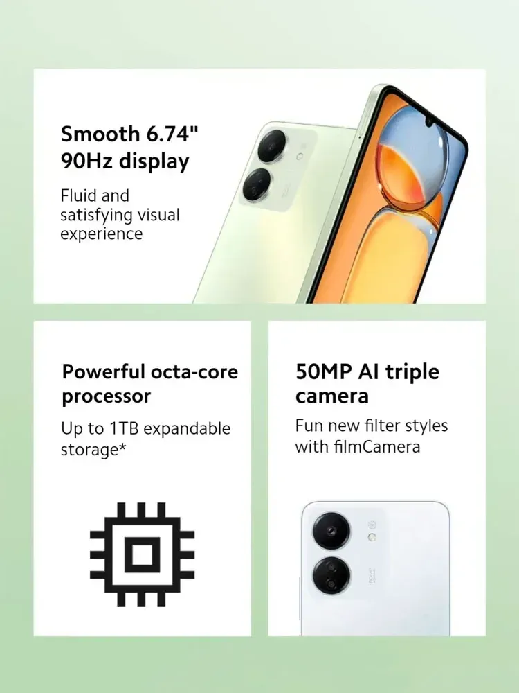 Xiaomi Redmi 13C Smartphone 90Hz High-refresh Screen 5000mAh Long-lasting Battery Dual-SIM Senior Citizen and Backup Phone - Imagen 2