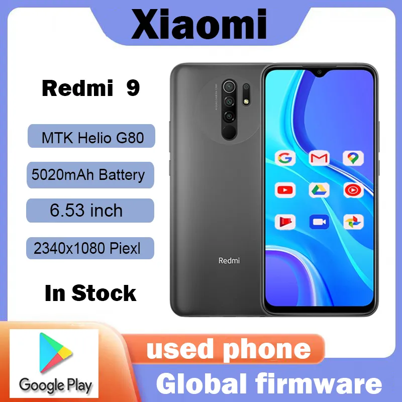 Original Xiaomi Redmi 9 smartphone  5020 mAh MediaTek Helio G80 6.53'' 13.0MP 8.0MP 2340x1080 4G Smartphone Used phone - Imagen 1