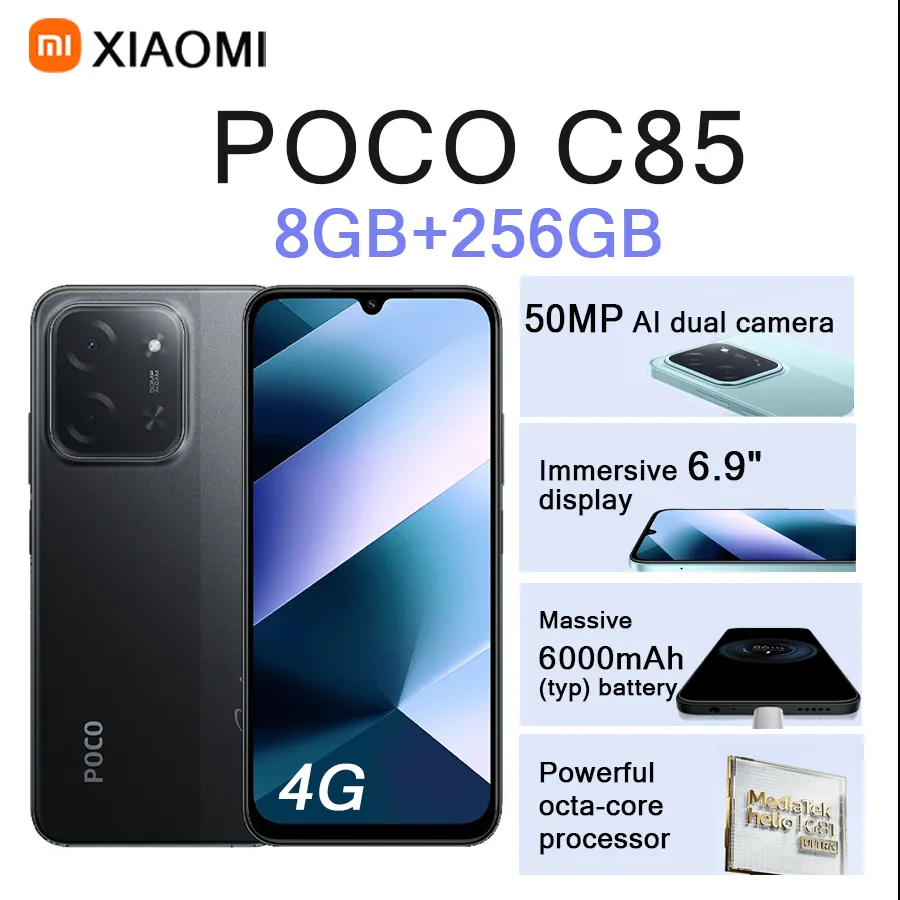 Xiaomi POCO C85 6.9" 120Hz Display 8GB+256GB 50MP Cam 6000mAh Long Lasting Battery 4G [EU/US] Version Dual SIM Smartphone - Imagen 2