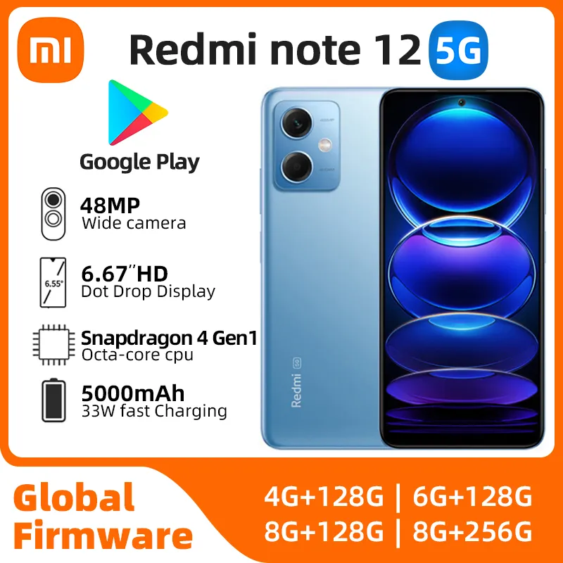 Xiaomi redmi note 12 Android 5G Unlocked 6.67 inch 8GB RAM 256GB ROM All Colours in Good Condition Original Cell phone usedphone - Imagen 1