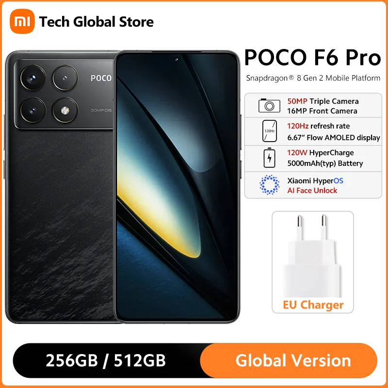 POCO F6 Pro 5G Smartphone Global Version Snapdragon 8 Gen 2 50MP Triple Camera 6.67" 120Hz WQHD+ AMOLED Display 120W HyperCharge - Imagen 1