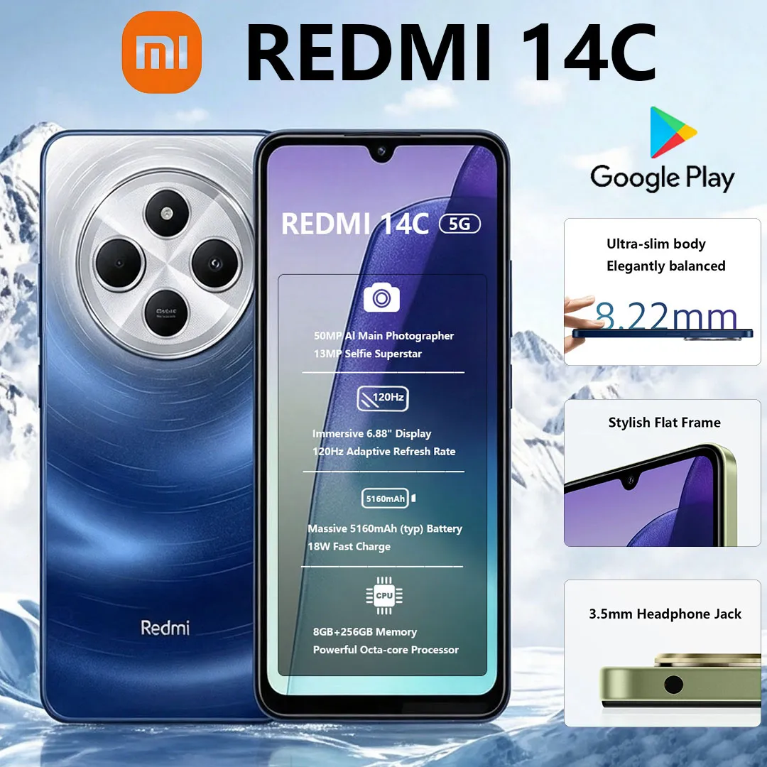 Xiaomi Redmi 14C Global Version Mobile Phone Octa-core Processor 6.88" 120Hz Display 5160mAh 18W Charging 5G Dual-SIM Smartphone - Imagen 1